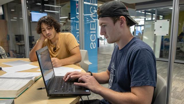 Students studying in the Science Resource Center